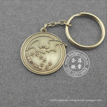 Round Antique Silver Plated Metal Keychain (GZHY-KC-011)